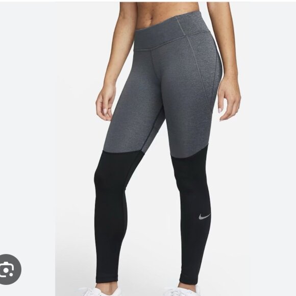 Gently Used Nike DRI FIT Fast pocket running Womens Tights heather/black XL - Picture 4 of 14